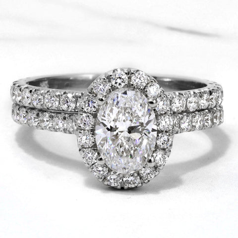 Katriane - Vintage Inspired 14K White Gold Oval Halo Diamond Engagemen –  Everett Jewelry